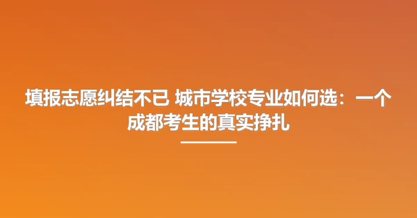 填报志愿纠结不已 城市学校专业如何选：一个成都考生的真实挣扎