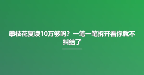 攀枝花复读10万够吗?一笔一笔拆开看你就不纠结了