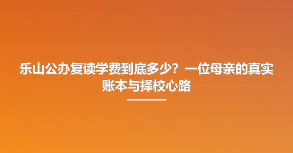 乐山公办复读学费到底多少?一位母亲的真实账本与择校心路