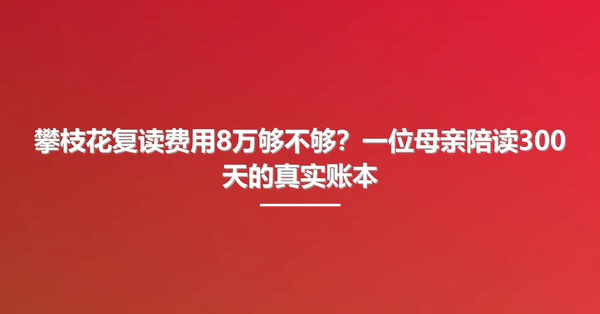 攀枝花复读费用8万够不够?一位母亲陪读300天的真实账本