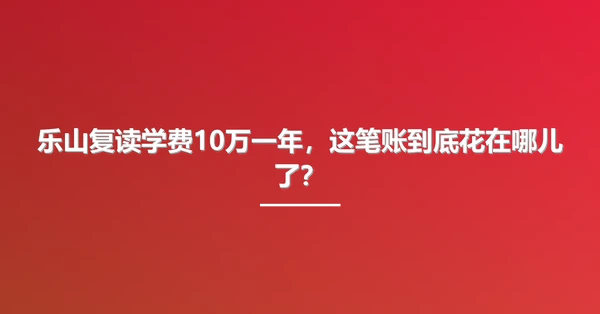 乐山复读学费10万一年,这笔账到底花在哪儿了?