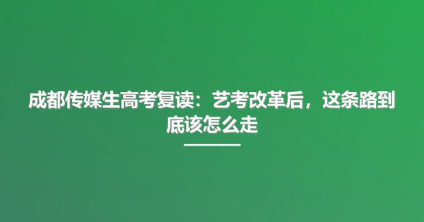 成都传媒生高考复读：艺考改革后，这条路到底该怎么走