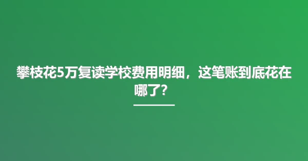 攀枝花5万复读学校费用明细,这笔账到底花在哪了?