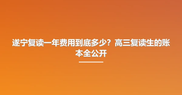 遂宁复读一年费用到底多少?高三复读生的账本全公开
