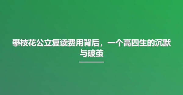 攀枝花公立复读费用背后，一个高四生的沉默与破茧
