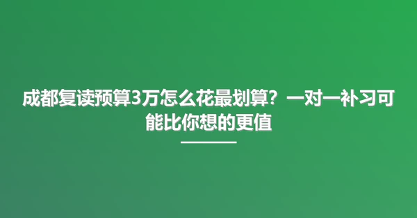成都复读预算3万怎么花最划算？一对一补习可能比你想的更值