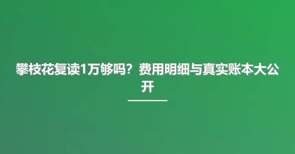 攀枝花复读1万够吗?费用明细与真实账本大公开