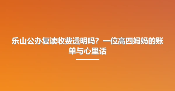 乐山公办复读收费透明吗?一位高四妈妈的账单与心里话